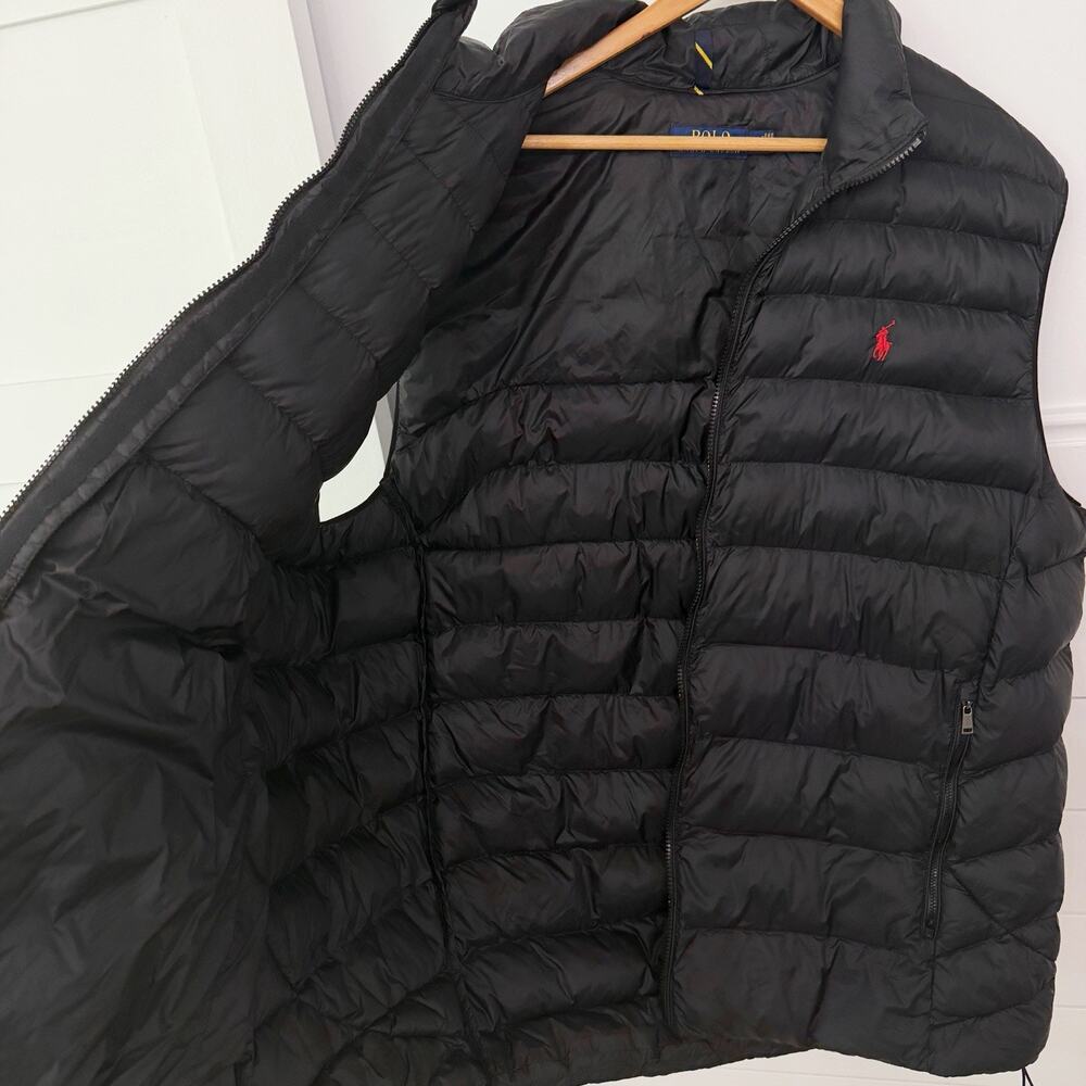 Men’s Polo Ralph Lauren Black Packable Puffer Vest Big And Tall Size 2XLT - Picture 5 of 9